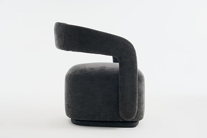 KEIKI Swivel Barrel Chair Modern Accent Chair for Office/Cafe 360° Rotation Ergonomic Design Easy Assembly Comfy Chenille Fabric