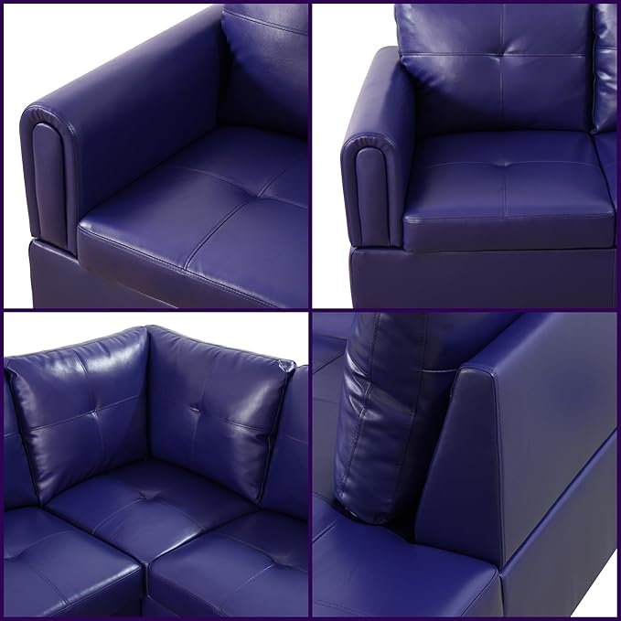 L Shaped Couch Modular Sectional Sofa with Chaise Modern Modular Sofas Furniture Sofa Couches for Living Room/Apartment/Office/Bedroom Dark Blue Violet