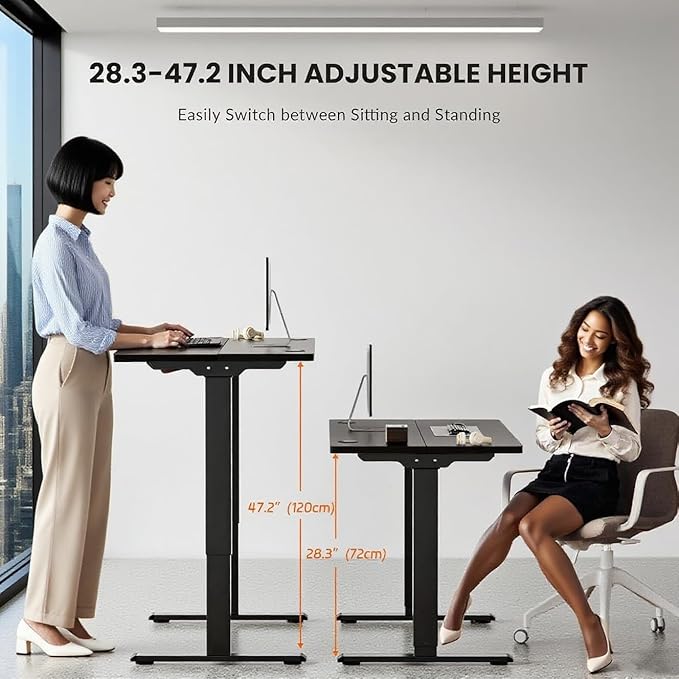 Dual Motor Standing Desk Frame with 330 lbs Electric Adjustable Legs Compatible Desktop Size 40″-90″ 3 Memory Height Settings Stand up Desks Frame Workstation Black Frame Only