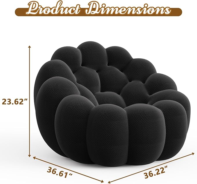 Bean Bag Chairs for Adults/Teens Reading Corner Chair Orange Beanbag Chair for Bedroom Living Room Small Comfy Chairs for Living Room Small Space No Assembly Required (Black)