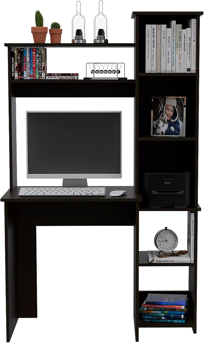 Home Office Desk Writing Desk Six ShelvesEngineered Wood