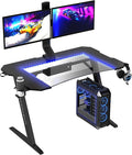 Atlantic Dardashti PC Computer Home Office Gaming Table Z Shaped Gamer Workstation with Cup Holder and Headphone Hook Z1-21 Powder coated finish Midnight Desk