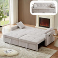 King Size Pull Out Sofa Bed 4-in-1 Convertible Sofa Bed Couch Chenille 3 Seaters Sofa Sleeper with Dual Pull Out Bed &amp Adjustable Backrest for Living Room Beige