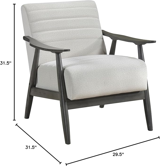 Casual Transitional Chair with Pearl-hued Fabric Upholstery and Dark Gray Frame Solid Wood Design for Living Room Comfort