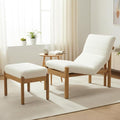 Accent Chair with Ottoman Living Room Chair White Sherpa Upholstered Lounge Chair with Footrest Set Modern Chair Cozy Reclining Chair for Reading Room Bedroom White