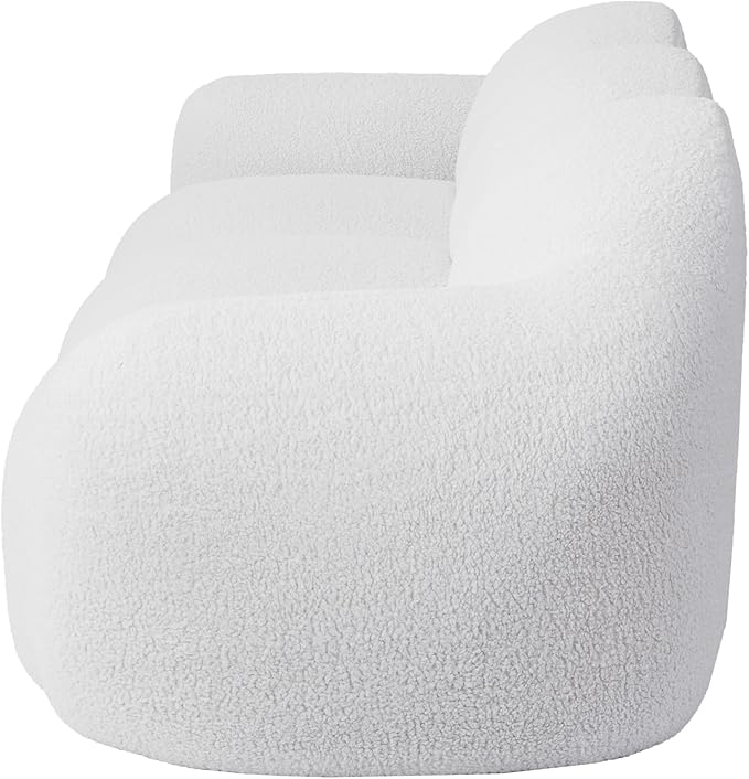 JACH 3-Seater Minimalist Sofa for Apartment Modern Comfy Upholstered Floor Sofas Boneless Leisure Couches Small Cloud Couch for Living Room Small Space (White No Assembly Required)