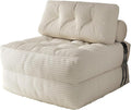 Folding Sofa Bed Convertible Foam Couch Bed Comfy Foldable Mattress Sleeper Chair with Pillow Small Floor Sofa Lounge for Living Room Bedroom Apartment Small Space Beige