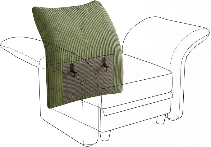 LLappuil 1 Piece Backrest for Modular Sectional Sofa Couch with Adjustable Angle Interchangeable to Armrest Carton E Green Corduroy | Tool Free Assembly Flexible Layouts