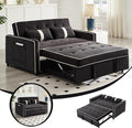 3 in 1 Convertible Sleeper Sofa Bed Small Couch for Living Room Bedroom with Pullout Bed Adjustable BackrestVelvetLoveseat Sofa BedFuton Couches (Black)