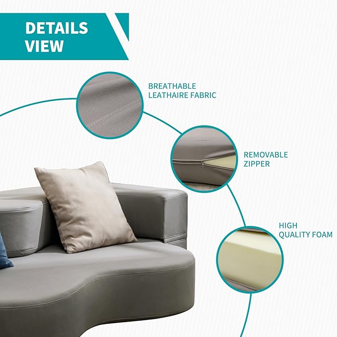 Mjkone Full Size Folding Sofa Bed Fold Out Futon Sofa Bed Foldable Floor Couch Bed with Memory Foam Convertible Sleeper Couch Beds Stylish Lazy Sofa Beds for Living Room Guest Room Light Gray
