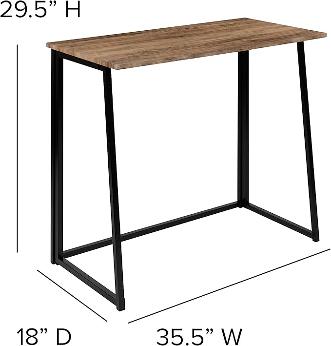 EMMA + OLIVER Small 36 Rustic Natural Home Office Folding Computer Desk - Laptop Desk
