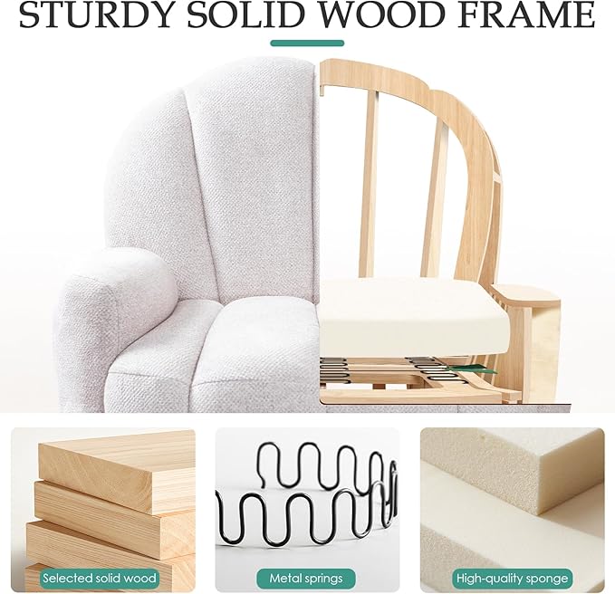 Mid Century Modern 360° Barrel Swivel Accent Sofa Chair Fluffy Cozy Linen Fabric Upholstery Lounge Upholstered Armchair Reading Chair Sturdy Base for Living Room Bedroom Office (Beige)