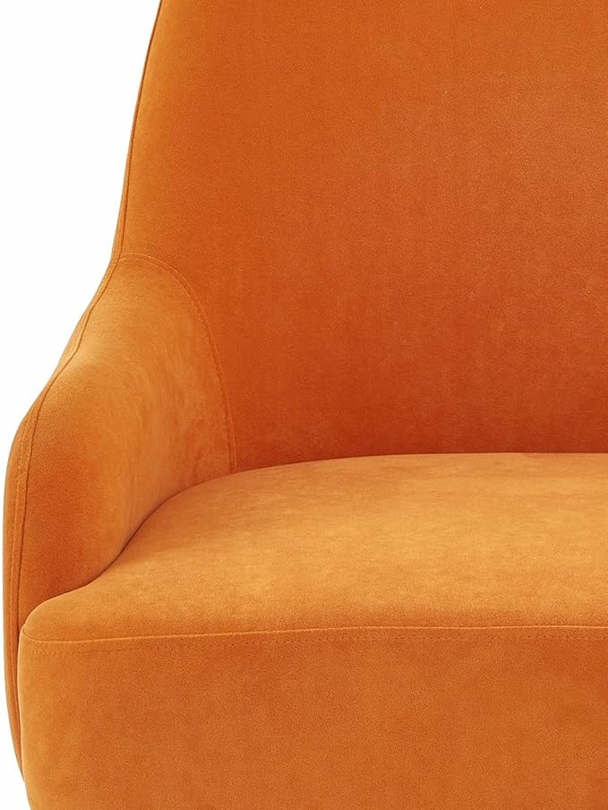 Modern Velvet Armchair with Channel Back Design Black Metal Legs and Soft Upholstery Comfortable Seating for Living Room Bedroom or Office Red Orange