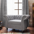 AVZEAR Living Room Accent Chair Upholstered Sofa Chair Single Sofa Chair with Tufted Back Velvet Chesterfield Sofa Chair for Living Room Apartment Grey