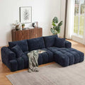Luxury 108 Sofa with Oversized Chaise L-Shaped Chenille Modular Cloud Couch with Deep Seat &amp 2 Pillows Orange Boneless Couches for Living Room Apartments Homes (Blue Right Facing Chaise)