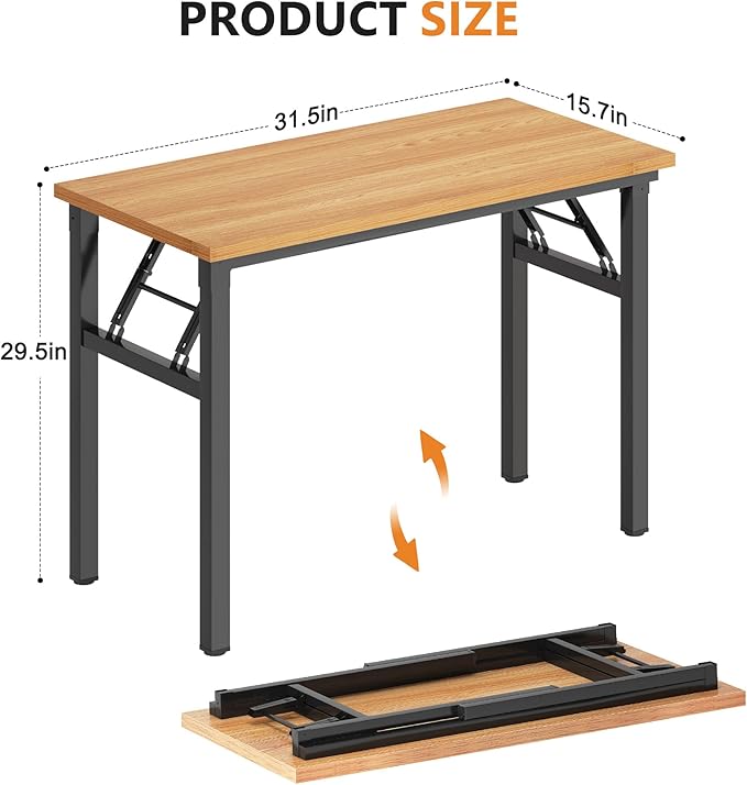 Folding Desk 31.5 inch No Assembly Folding Desks for Small Spaces Sturdy Foldable Computer Desk Multi-Purpose Home Office Desks Study Writing Desk Office Table Workstation for Home Office Outdoor