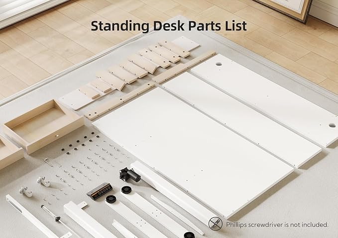 Claiks Standing Desk with Drawers Electric Adjustable Standing Desk Adjustable Height Sit Stand Up Desks with Storage Shelves &amp Wheels 48 Inch White