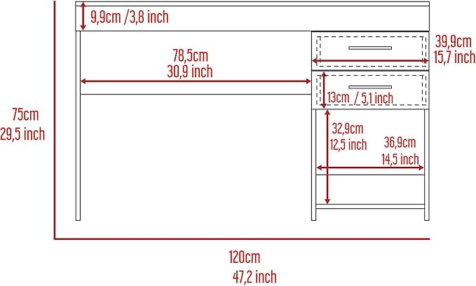 Open Shelf Computer Desk Light Grey - Spacious 2-Drawer Office Desk for Home Study - Modern Design with Ample Storage