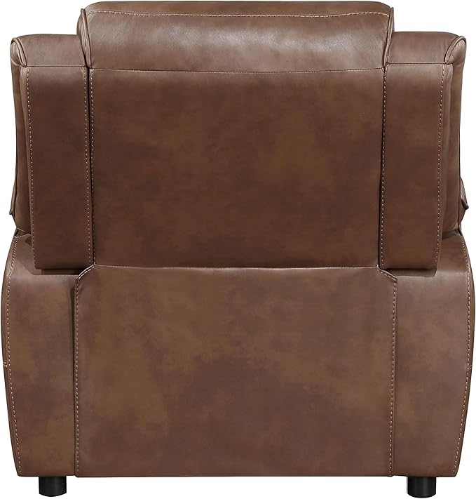 Coaster Home Furnishings - Ellington - Faux Leather Upholstered Padded Accent Chair with Black Legs Pillowtop Arms and Pocket Coil Seating - Living Room Chair - Dark Brown - 508283