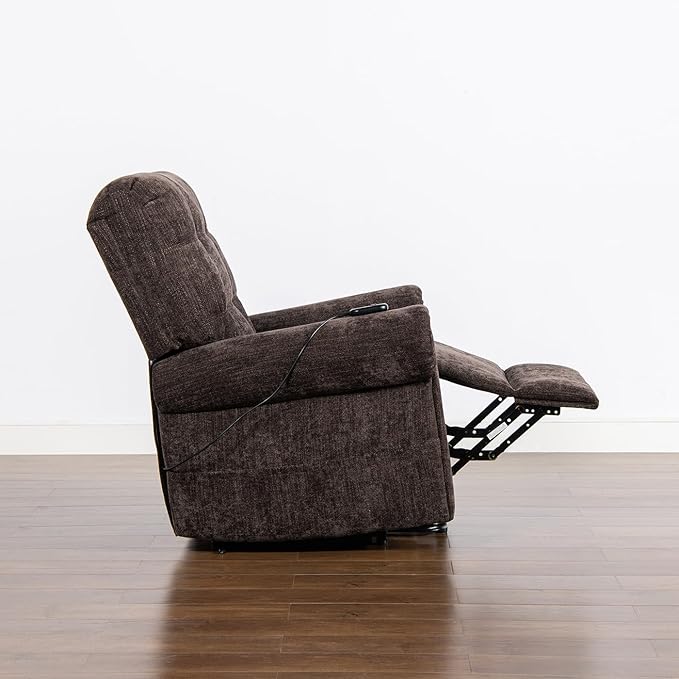 Jennifer Taylor Home Irwin 36 Power Lift Assistance Recliner Chair in Chocolate Brown Chenille