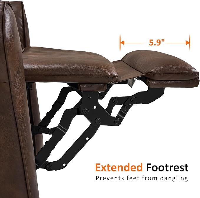 MCombo Power Wall Hugger Recliner Chair for Small Space RV Living Room USB &amp USB-C Charging Ports Modern Rolled Arm Recliner Faux Leather PR630 (Dark Brown Medium)