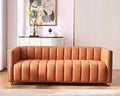 Direct Glam Fabric Upholstered Solid Wood Frame 82.7 Art Deco Sofa for Living Room Office Sophisticated 3 Seater Couch Orange