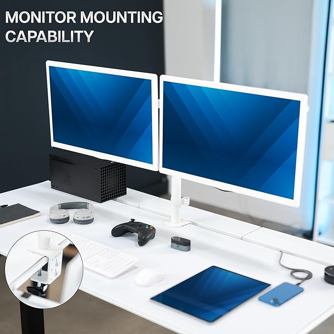 VIVO Universal 60 x 30 inch Table Top with Built-in Concealed Cable Trays for Standard and Sit to Stand Height Adjustable Home and Office Desks Full Size Mouse Pad White Desktop DESK-TOP3-W
