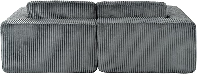 86-Inch Fluffy Corduroy Boneless Sleeper Daybed Loveseat Double Recliner Chaise Lounge Sofa Couches Floor Cloud Sofa Chaise W/4 Pillows for Home Apartment Living Room
