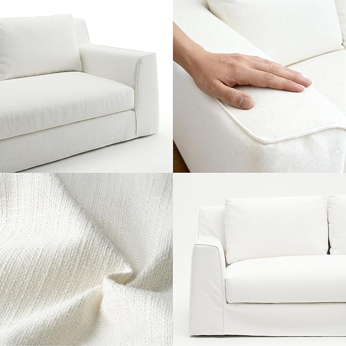 Modern Slipcovered Sofa with One-Piece Easy Removable Washable Fabric Cover Minimalist Upholstered Deep Seat Cloud Couch for Living Room 2 Seater/Loveseat 80 Width