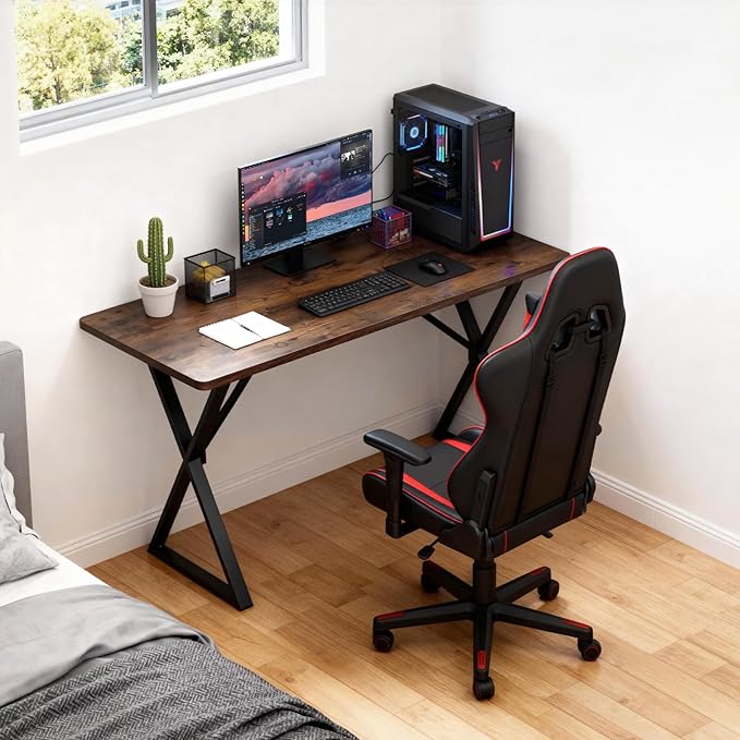 Heavy Duty Office Desk Industrial Grade Computer Desk with 1 Thick Desktop &amp 1 mm Reinforced Metal Frame Sturdy Workstation for Home Office Gaming Dorm 47.2 W x 23.7 D x 29 H