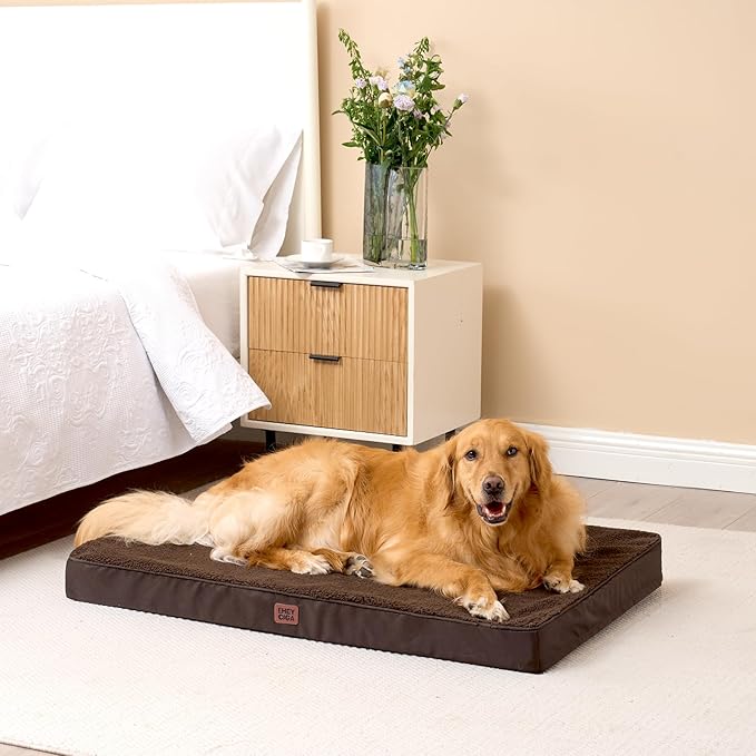 EHEYCIGA Orthopedic XXL Dog Beds for Jumbo Dogs with Removable Washable CoverBrown 50x36