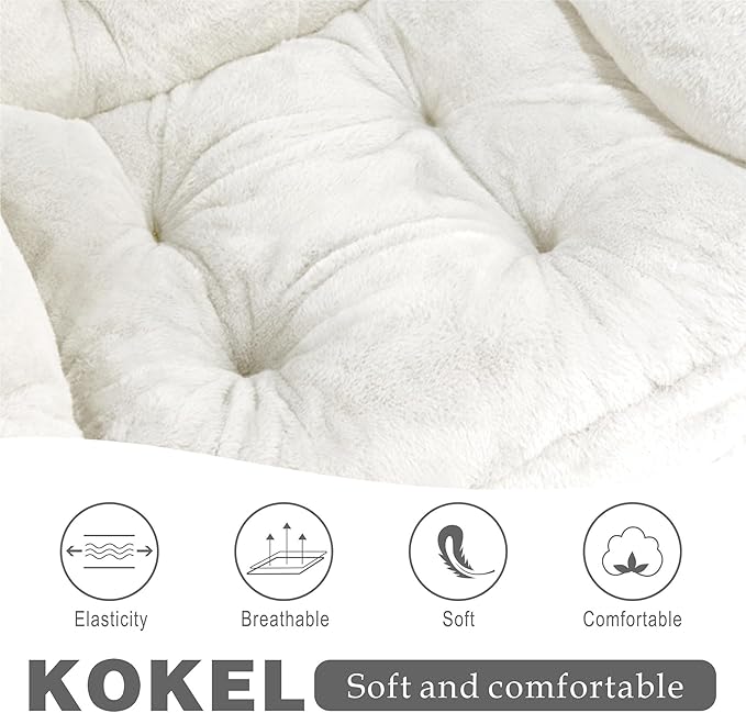 Kokel Lazy Chair with Folding OttomanLiving Room Chairs Accent Contemporary Lounge Chair Single Steel Frame Leisure Sofa Chair with Armrests and A Side Pocket (TM3WHITE)