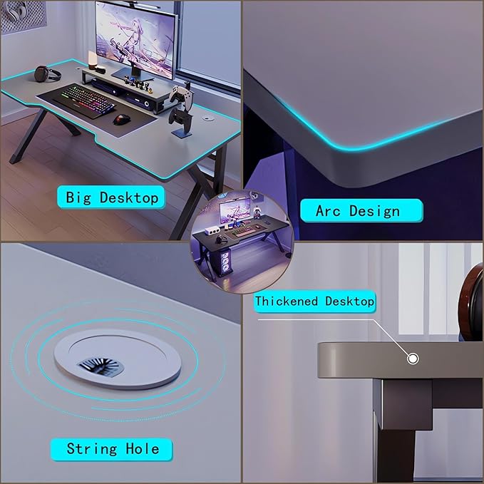 Large Gaming Desk Black PC Computer Desk Ergonomic Home Office DeskGaming Table Workstation for Gift Idea(40inch)