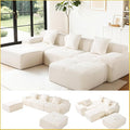 108 Cloud Sectional Couch Comfort U Shaped Boneless Couch for Living Room Extra Deep Seats No Assembly Minimalist Modular Sofa Corduroy (Off-White U-Shaped:3+2)