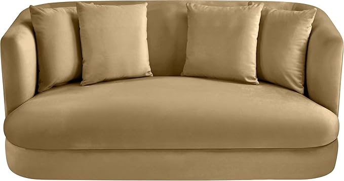 Meridian Furniture 699Camel-L Alder Collection Modern | Contemporary Loveseat with Ultra Luxe Camel 460 GSM Velvet Solid Wood Frame 66 W x 36 D x 30 H Camel