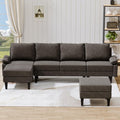 115 Inch Modular Sectional Sofa with Storage Ottoman Modern L-Shaped Sectional Couch with Chaise Chenille Couch for Living Room Apartment or Small Spaces Brown