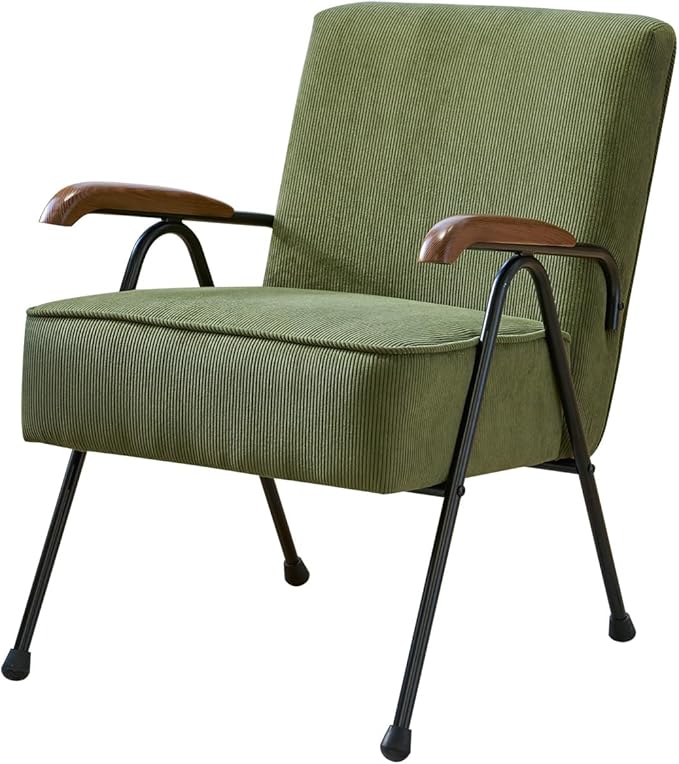 MFFM Fabric Armchair Modern Accent Chair High Back Living Room Chairs with Metal Legs and Soft Padded Sofa Chairs for Home OfficeBedroomDining Room (Green)