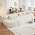P PURLOVE Modular Sectional Sofa 4 Free Combined Sofa Couch Boucle Fabric Modern Upholstered with 2 Chaise Lounge and 5 Back Pillows for Living Room Office Apartment (Beige)