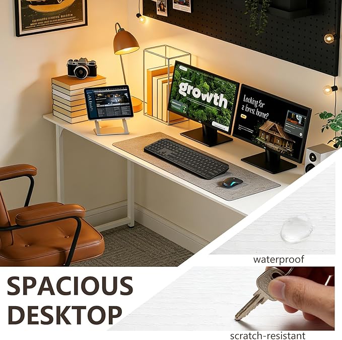 BestOffice Computer DeskHome Office Desk Modern Simple Style for Home Office Study Writing (White 55 Inch)