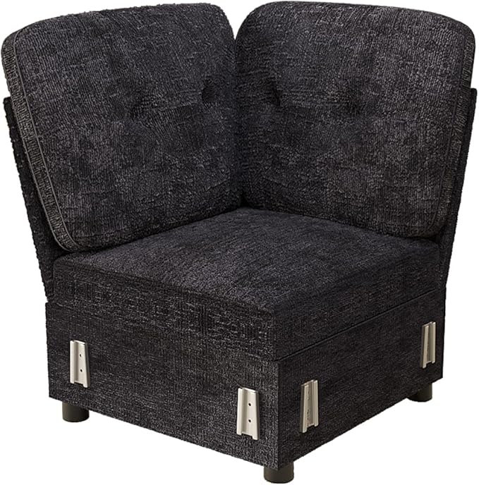 Corner Seat for Modular Sectional Sleeper Sofa Bed with Adjustable Backrest Premium Textured Chenille Easy to Assemble Dark Blue