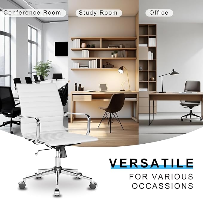 White Office Chair Ergonomic Swivel Desk Chair with Armrests Comfortable Heavy-Duty Chair for Office or Conference Table White 22.83in Seat（1pc）
