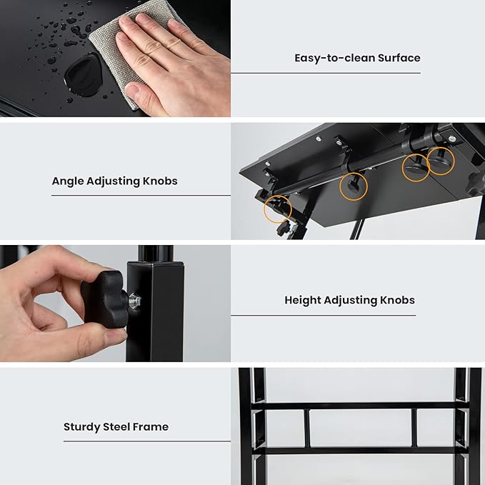 Giantex Mobile Standing Desk Height Adjustable Stand Up Desk with Wheels &amp Tilting Tabletop Rolling Laptop Cart Computer Workstation for Standing or Sitting Home Office Sit Stand Desk Black