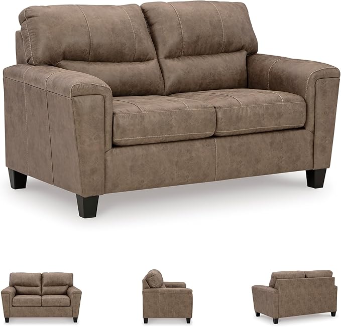 Signature Design by Ashley Navi Modern Loveseat with Removable Cushions Dark Brown