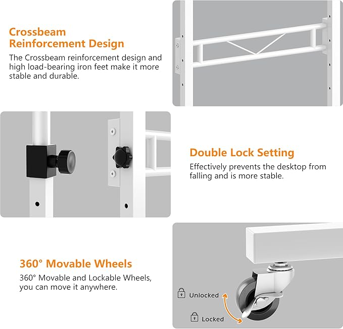 HOMIDEC Standing Desk 32 Inch Portable Small Desk Adjustable Height Rolling Home Office Desks with Wheels Sit Stand Desk for Bedroom Walking Pad Home Office Small Space White