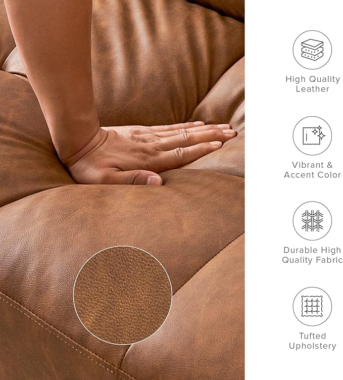 mopio 76.4 Futon Sofa Bed Couch Loveseat Sleeper Sofa Mid Century Modern Futon Couch Sofa Cama Couches for Living Room (Aaron PU Pecan Brown)