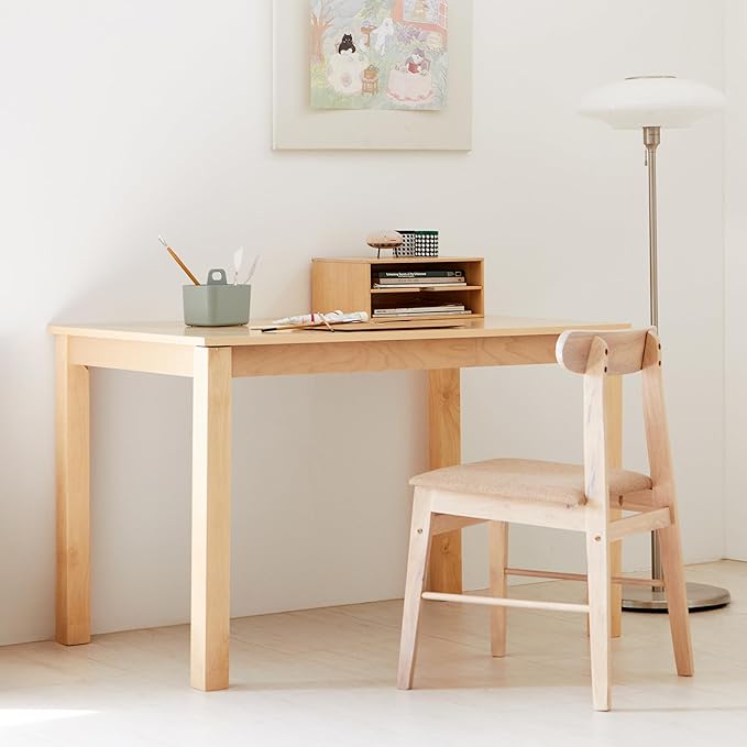 Livinia Alvin Solid Wood Computer Desk Modern Minimalist Wooden Writing Desk with Spacious Tabletop and Rounded Corners Sturdy Workstation for Home Office or Study Natural