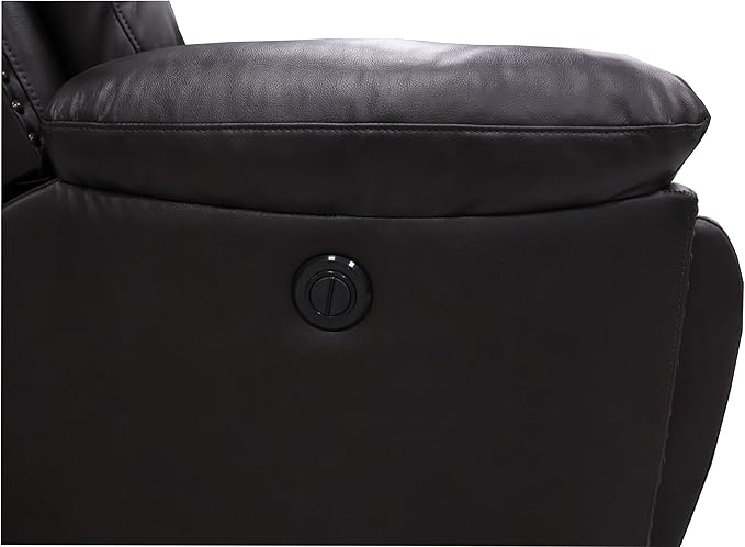 New Classic Furniture Nikko Faux Leather Console Loveseat with Power Footrest Brown