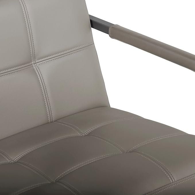 Camber Modern Accent Chair in Blended Leather Pewter Gray/Mushroom