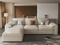 EASE MOOSE Leather Sectional Couch Oversized Modular Sectional Sofas Wide Deep Seat Modular Couch Scratch Resistant Faux Leather Material L Shaped Sofa for Big Spaces Beige