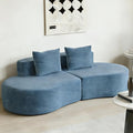 94.5'' Curved Modular Sectional Long Sofa Modern Cloud Boneless Deep Seat Couch in a Box Plush Chenille Compressed Upholstered Lounge Sofa for Living Room No Assembly Required Blue 2 Pillows
